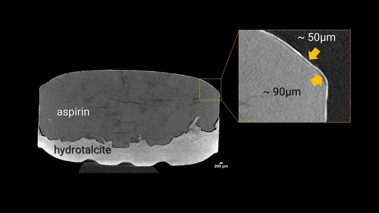Aspirin Tablet Coating Delamination Imaging by Xray CT